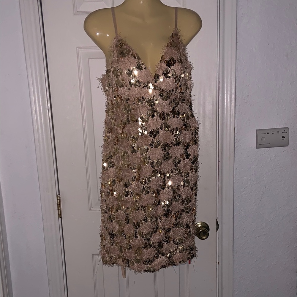 Glamorous Sequin Mini Dress in Rose Gold